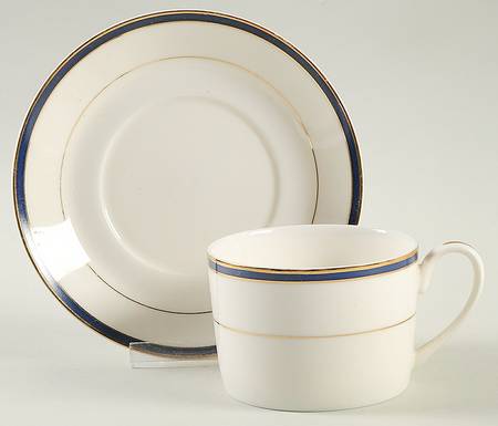 Aristocrat Blue Flat Cup & Saucer Set by International