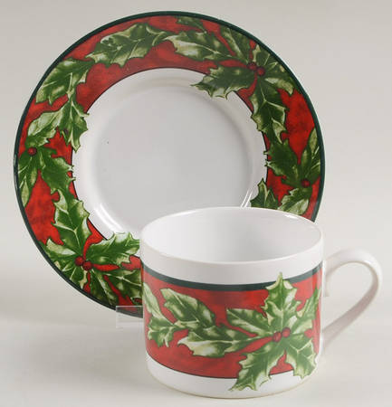 Christmas Celebration Flat Cup & Saucer Set