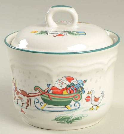 Country Christmas Sugar Bowl & Lid
