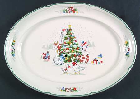 Country Christmas 14" Oval Serving Platter