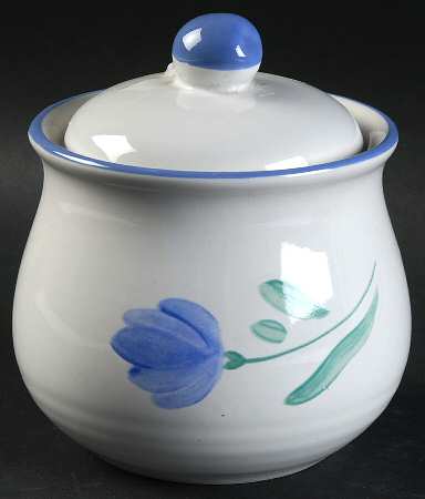 Petals Blue Sugar Bowl & Lid by International
