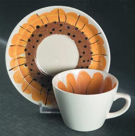 Sunflower Flat Cup & Saucer Set