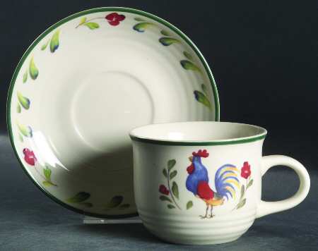Provence (Rooster) Flat Cup & Saucer Set
