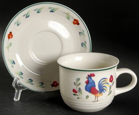 Provence (Rooster) Flat Cup & Saucer Set