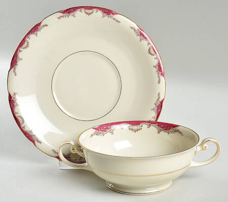 IMB26 Footed Cream Soup Bowl & Saucer Set by Imperial Bohemian