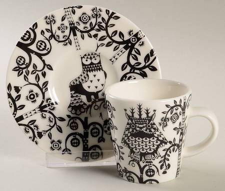 Taika Black Espresso Cup and Saucer Set