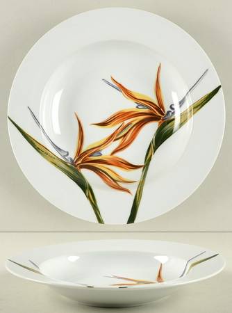 Elegant Bird of Paradise Rim Soup Bowl