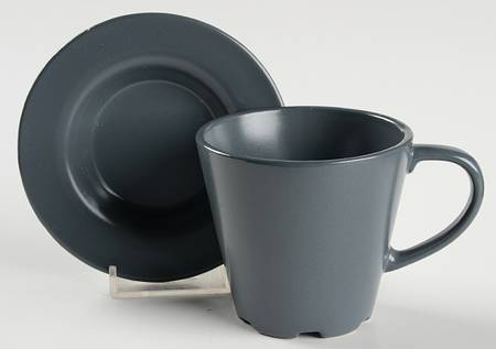 Dinera Dark Gray Flat Cup & Saucer Set