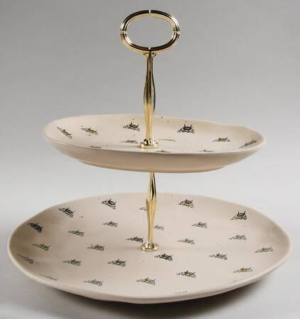 Barney Bee Repeat 6 5/8"-10"  2 Tiered Serving Tray (Dp, Sp) HC