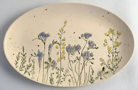 Spring Pressed Garden 13" Oval Serving Platter