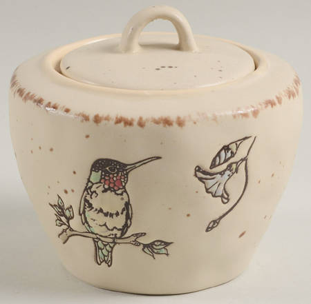 Ruby Hummingbird Sugar Bowl & Lid