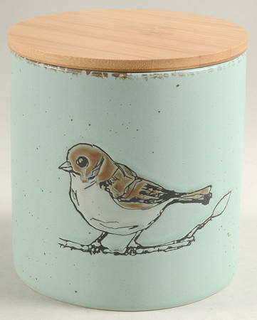 Easter Bird Aqua Medium Canister & Lid