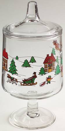 The Joy of Christmas (Smooth, Red Trim) Glassware Candy Jar & Lid