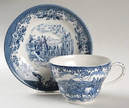 Coaching Scenes Blue Jumbo Cup & Saucer Set