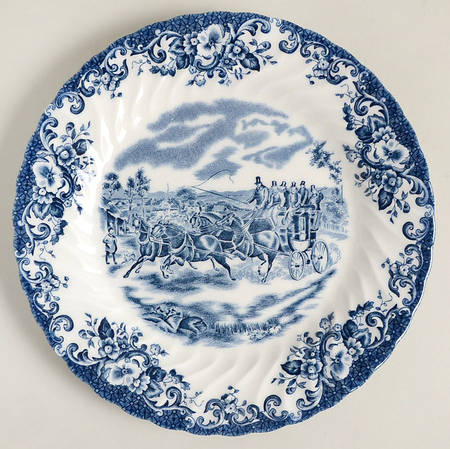 Coaching Scenes Blue Luncheon Plate