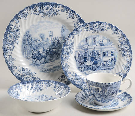 Coaching Scenes Blue 5 Piece Place Setting