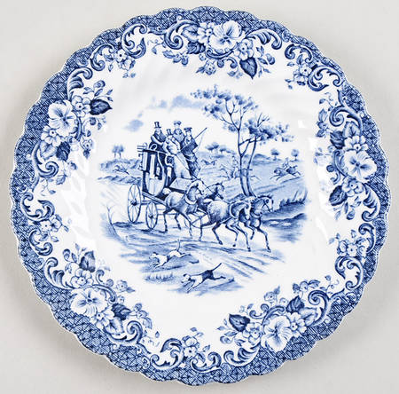 Coaching Scenes Blue Bread & Butter Plate