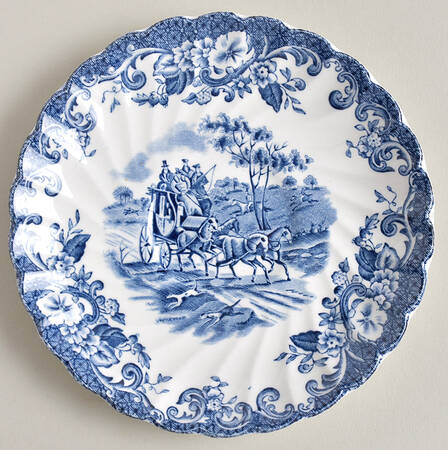 Coaching Scenes Blue Saucer for Flat Cup