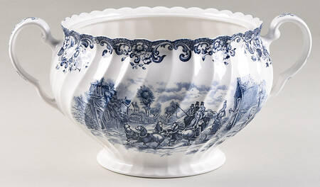 Coaching Scenes Blue Tureen No Lid