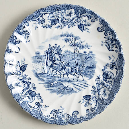 Coaching Scenes Blue Saucer for Flat Cup