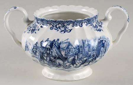 Coaching Scenes Blue Sugar Bowl No Lid