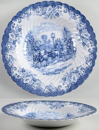 Coaching Scenes Blue Large Rim Soup Bowl