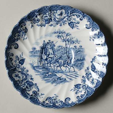Coaching Scenes Blue Saucer for Flat Cup