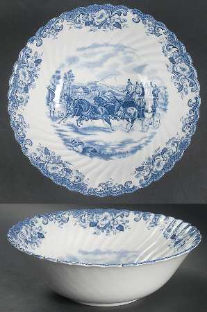 Coaching Scenes Blue 10" Large Salad Serving Bowl