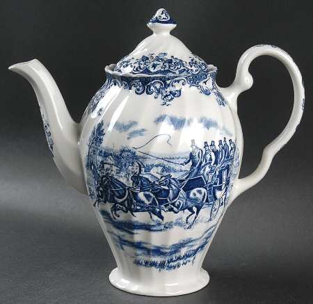Coaching Scenes Blue Coffee Pot & Lid
