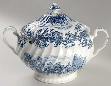 Coaching Scenes Blue Tureen &  Lid