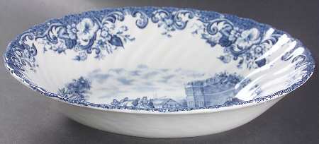 Coaching Scenes Blue 9" Oval Vegetable Bowl