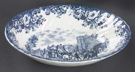 Coaching Scenes Blue 8" Oval Vegetable Bowl