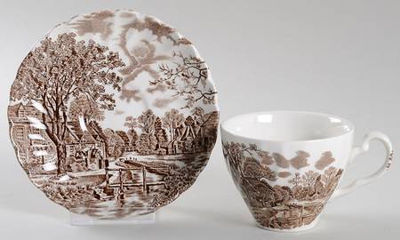 Cotswold Brown Flat Cup & Saucer Set