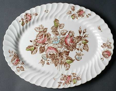 Devon Sprays Brown Multicolor 14" Oval Serving Platter