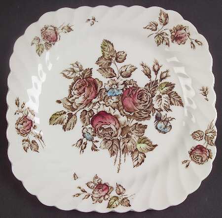Devon Sprays Brown Multicolor Square Salad Plate