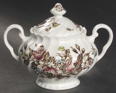 Devon Sprays Brown Multicolor Sugar Bowl & Lid