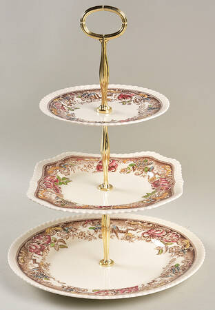 Devonshire Brown Multicolor 13 7/8"-14 1/4" 3-Tiered Serving Tray(DP,SP,BB) HC