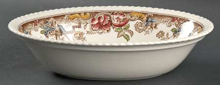 Devonshire Brown Multicolor 9" Oval Vegetable Bowl
