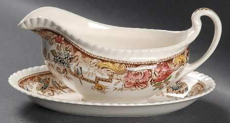 Devonshire Brown Multicolor Gravy Boat & Underplate/Relish