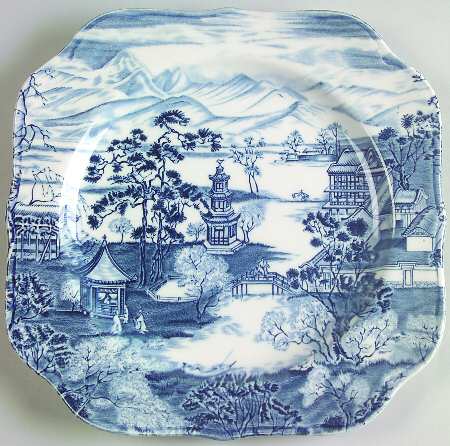 Enchanted Garden Blue Square Salad Plate