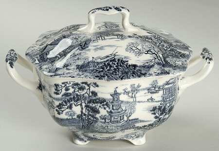 Enchanted Garden Blue Sugar Bowl & Lid