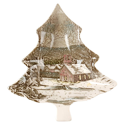 Friendly Village, The ("Made in England" Backstamp) Small Tree Shaped Dish