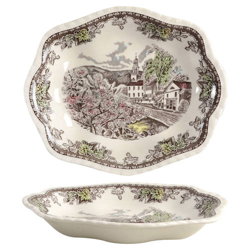 Friendly Village, The ("Made in England" Backstamp) Scalloped Bowl