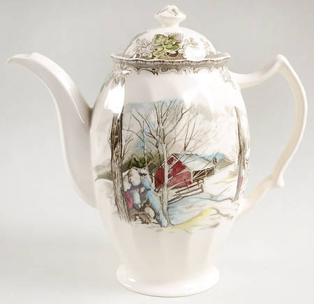 Friendly Village, The ("Made in England" Backstamp) Coffee Pot & Lid