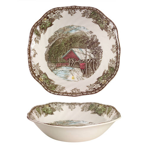 Friendly Village, The ("Made in England" Backstamp) Square Soup Bowl