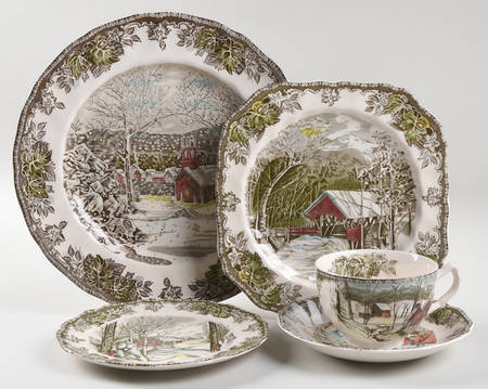 Friendly Village, The ("Made in England" Backstamp) 40  Piece Estate Set