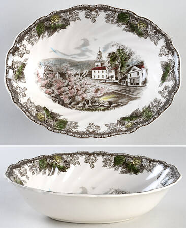 Friendly Village, The ("Made in England" Backstamp) 8" Oval Vegetable Bowl