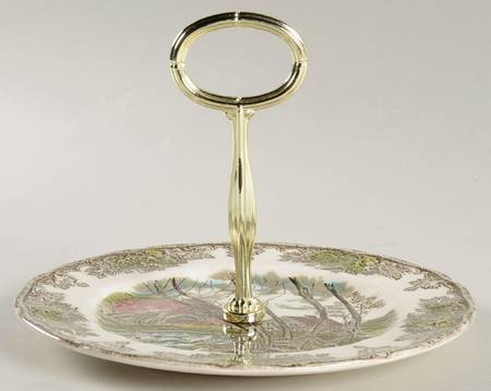 Friendly Village, The ("Made in England" Backstamp) Round Serving Plate with Handle (SP)