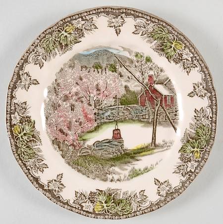 Friendly Village, The ("Made in England" Backstamp) Dessert/Pie Plate