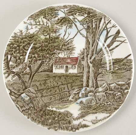 Friendly Village, The ("Made in England" Backstamp) Dessert/Pie Plate